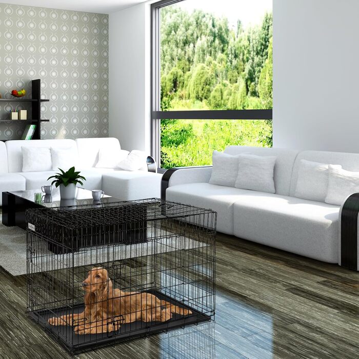 Клітка-переноска для собак, розмір S, чорна, 61x42x48,5 см. Розмірна переноска для собак та інших тварин, складна