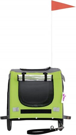 Велосипедний причіп для собак Зелений та Сірий, Oxford-Gewebe та Метал, Модель 93885