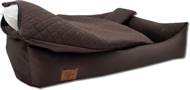 Ліжко для собак Одолплюс XXL - велике собаче ліжко, подушка для собак, собаче диванче з двостороннім матрацом | Знімний та пральний чохол (Коричневий)