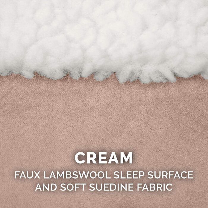 Ортопедичне ліжко для собак Furhaven середнього та малого розміру, 66 см, знімний, пральний чохол, для собак до 13,6 кг – Sherpa & Wildleder Snuggery – Блакитний, 66 см (імітація овечої вовни та велюр, кремовий, 112 x 112 x 7.6 см)