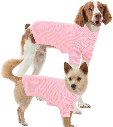 Теплий зимовий пуловер для собак малих та середніх порід, рожевий, M