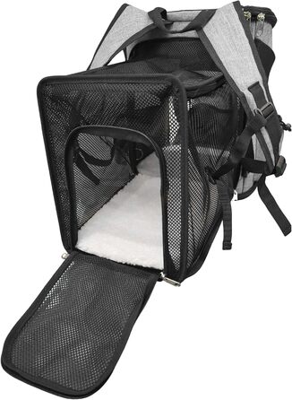 Розширюваний рюкзак для котів та собак One for Pets, сірий колір. Зручний для подорожей та прогулянок.