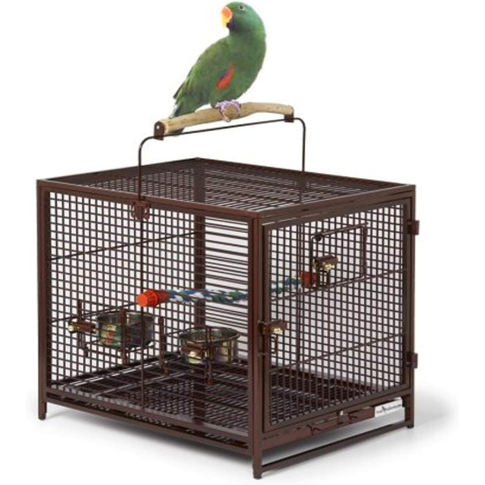 Клітка для птахів Midwest Poquito, 48 x 39,5 x 60 см, з жердками та годівницями з нержавіючої сталі, Платина (Рубіново-червоний)