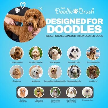 Щітка-слікер The Doodle Brush для пуделів та дудлів, гнучка головка для розплутування довгої кучерявої шерсті, набір 2 шт.