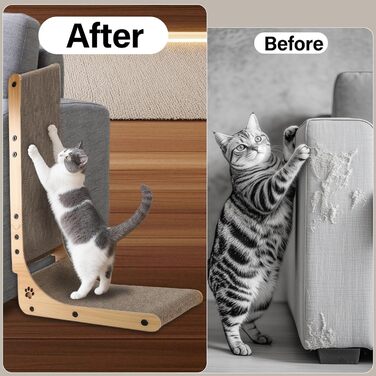 Котячий когтетоп L-подібний з іграшками, 68 см, для захисту дивану та кутів