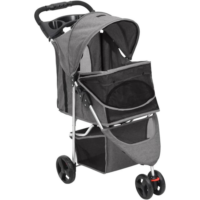 Складаний візок для собак vidaXL 80x46x98 см, сірий, оксфордська тканина