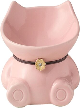 Миска для котів Disoza піднята - керамічна миска для котів, порцелянова годівниця, 14.8x14.6x14.3 см, зелена - миска у формі кота - аксесуари, станція годування, придатна для миття в посудомийній машині, зелена миска для котів у формі кота (рожева миска д