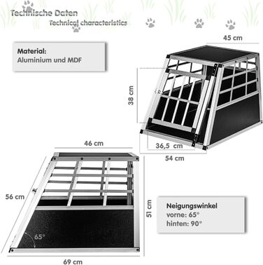Кія для собак з прямою задньою стінкою, розміри на вибір, M (54×69×50 см)