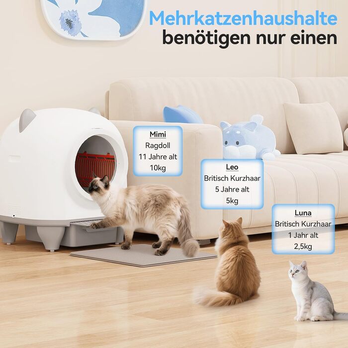 Автоматичний лоток для котів TRIUMPHKEY, 90L+8.5L, самоочисний, з керуванням через додаток, для багатокотових сімей