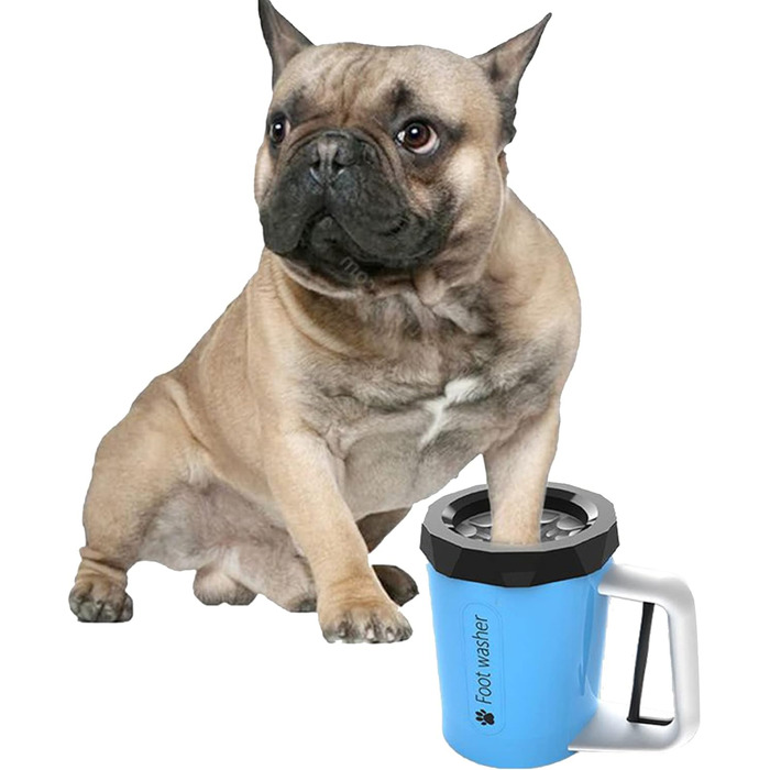 Очищувач для лап собак PJDDP, портативний, силіконовий, з щіткою та рушником, для собак та котів (блакитний)