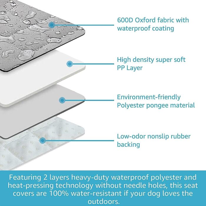 Водонепроникні чохли на сидіння для собак Lassie на заднє сидіння авто, захист від бруду та дитячі забруднення. Підходять для легкових, вантажних автомобілів та SUV.
