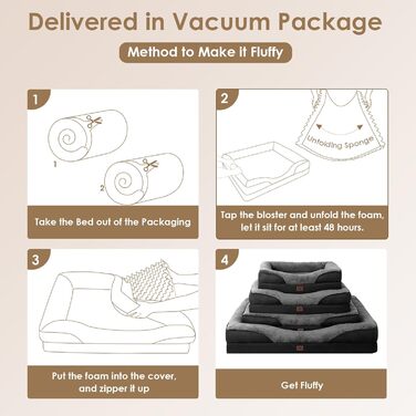 Ортопедичне ліжко для собак середніх порід EHEYCIGA, 91x68x17.5 см, з Memory Foam, вологостійке, з 4 бортиками, сіре/чорне