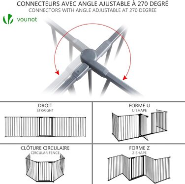 Захист для каміну Vounot: сітка металева, 5 елементів, з безпечними дверима, чорна, 300x75 см