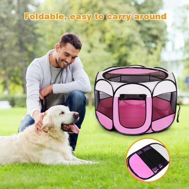 Клітка-загон для цуценят та дрібних тварин 74x74x43 см, рожева