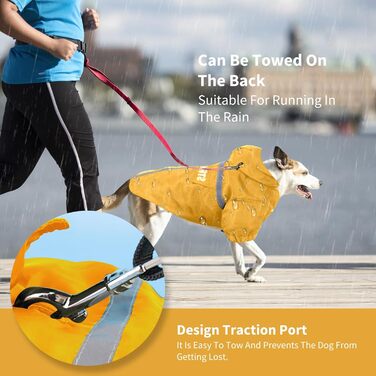 Дощовик для собак PETCUTE: водонепроникний дощовик з капюшоном для маленьких та великих собак, армійного кольору (S, жовтий)
