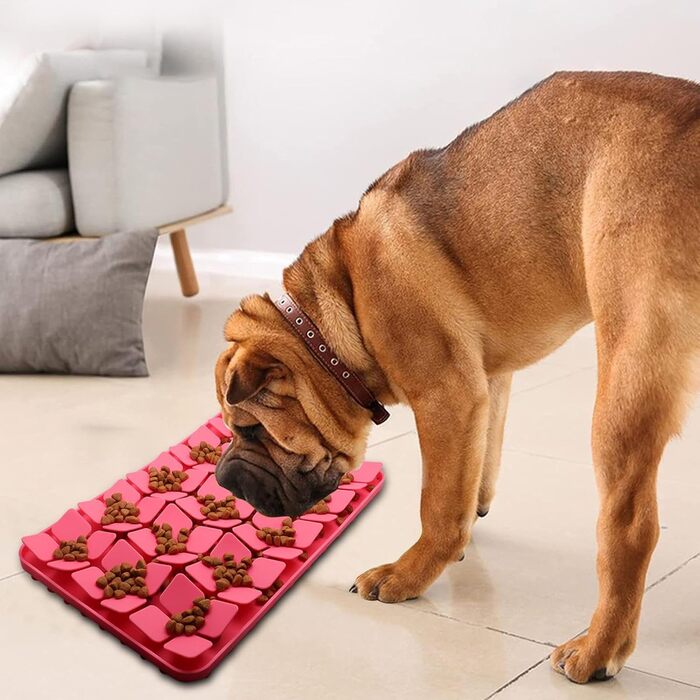 Килимок-лизалка для собак Katzenschlamm з присосками, лінза, зменшує нудьгу, для ласощів та корму, фіолетовий (червоний)