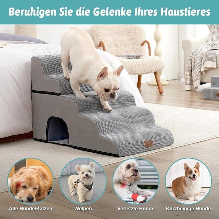 Сходинки для собак COZY KISS: зручні та міцні, 83x50x57 см (сірий)