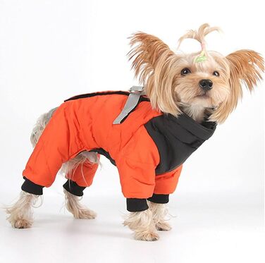Водонепроникний зимовий теплий наряд для собак, тепла куртка для маленьких та середніх собак, 4 лапи, захист від вітру, світловідбиваюча, оранжевий, XL