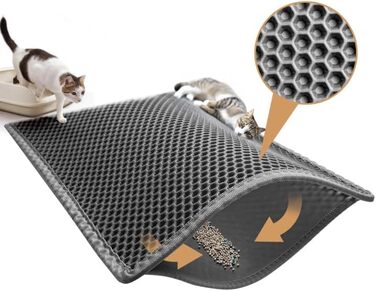 Килимок для котячого туалету Pieviev Katzenklo Matte з дизайном у вигляді стільових сот, вологостійкий, двошаровий (76x61 см)