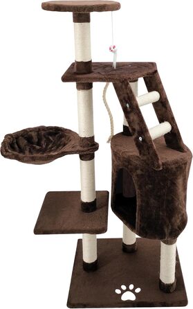 Дерев'яний кігтеточка для котів Beltom® з ігровим комплексом, 120 см, коричнева