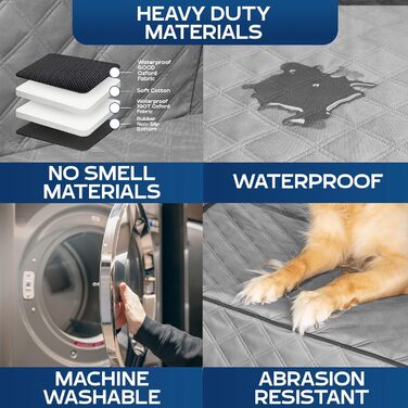 Підставка для собак на заднє сидіння Ruff Liners – міцна платформа, 180 кг, водонепроникна, сіра (для авто, SUV, пікапів)