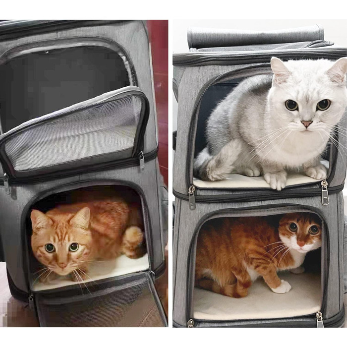 Рюкзак-переноска для котів та собак на 2 тварин, сірий Double