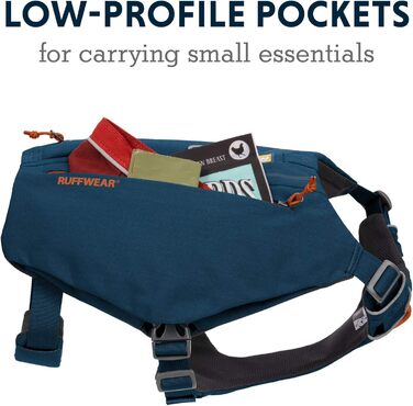 Шлея для собак з кишенями RUFFWEAR Switchbak, зручна для щоденних прогулянок і коротких подорожей, для малих порід, синя Blue Moon