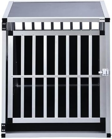 Транспортна переноска для собак Home Deluxe SKITO - M (69x54x50 см) - Алюміній + MDF, Срібно-чорний колір