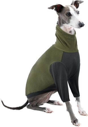Теплий флісовий светр з високим коміром для грейхаундів, костюм, куртка, одяг для гальго, зимовий комбінезон, комфортний стиль для грейхаундів (Хакі, L)