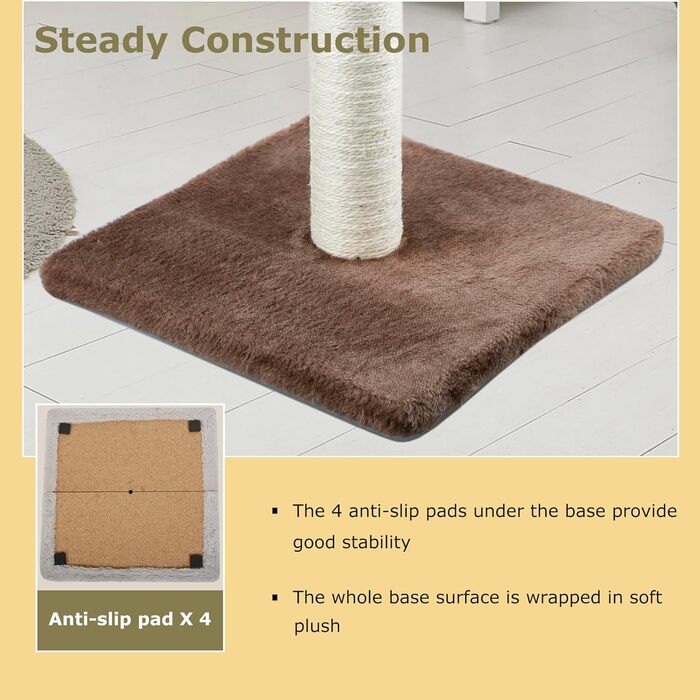 Котячий комплекс Дімака 86 см з сизалевим стовпом, когтеточка, заміна стовпа для когтеточки, когтешкребок з плюшем (темно-коричневий)