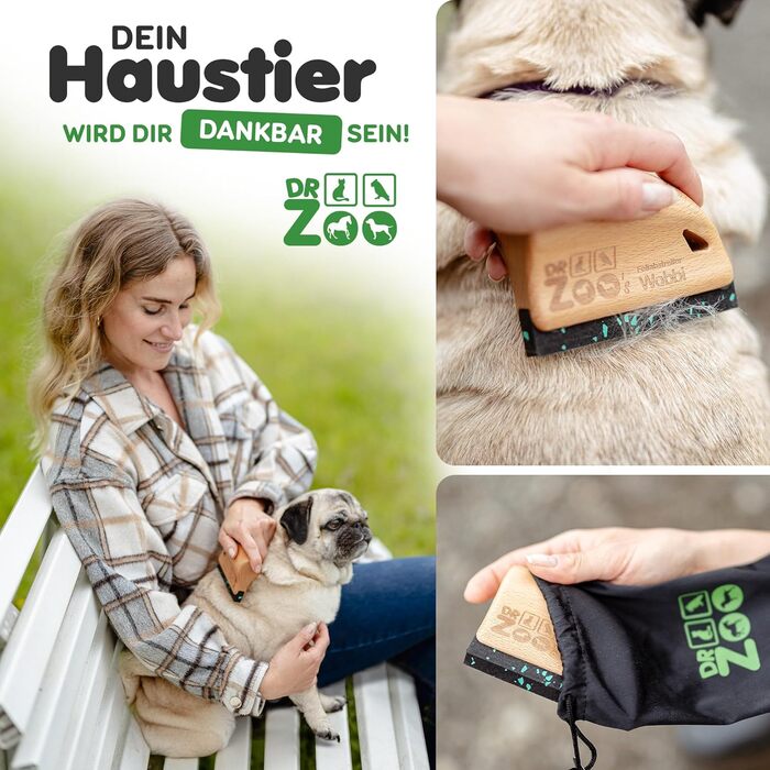 Щітка для собак DR Zoo Wobbi - для видалення шерсті під час линьки - видаляє шерсть у коротко-, гладко- та довгошерстих собак - щадна щітка для собак