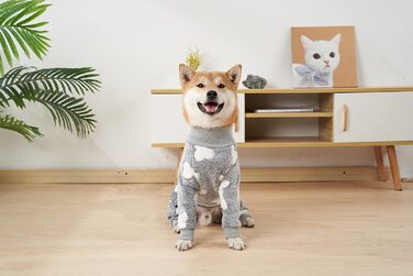 Теплий халат для собак на зиму, фланелевий, для середніх та великих собак, Onesie, колір сірий, розмір XS (довжина спини 38 см, обхват грудей 60 см)