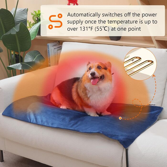 Кілимок гріючий для домашніх тварин Pecute: котики та песики, 40x45 см, з контролером, 6 температурних режимів