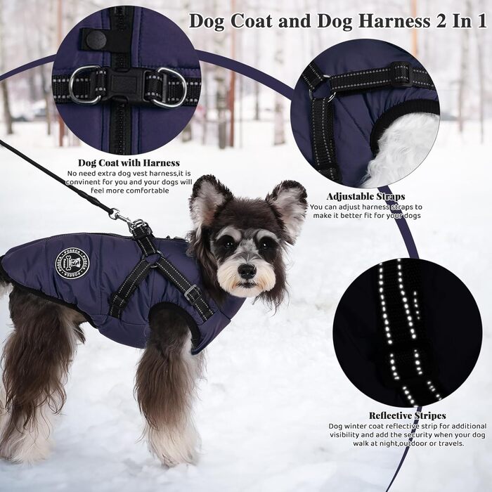 Водонепроникна зимова куртка для собак Poseca, тепла жилетка для малих, середніх та великих собак, з шлейкою, 3XL, зелена