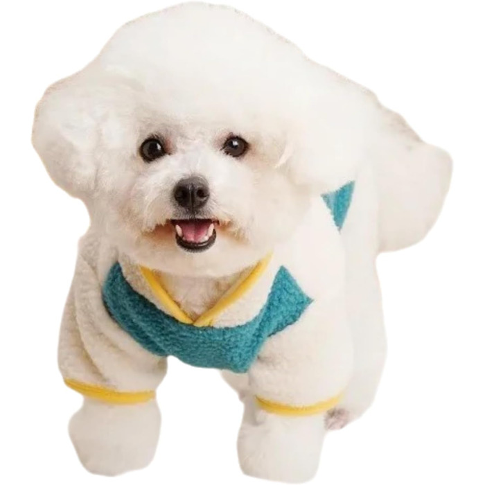 Теплий флісовий комбінезон для собак - комбінезон для чихуахуа, йоркширського тер'єра, шнауцера, бульдога (синій, M)