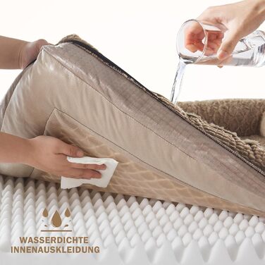 Ортопедичне ліжко для собак FURTIME, середнього та великого розміру, з піною з пам'яті, знімний та миючий кошик для собак, антиковзаючі ліжечка для собак, диван для собак з високим бортиком, 89 x 64 x 18 см (XL(107x81x19cm), Колір: Коричневий)