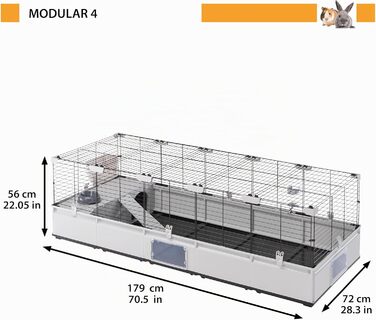 Клітка для кроликів Ferplast Modular 4 розширювана, велика з аксесуарами 179x72x56 см