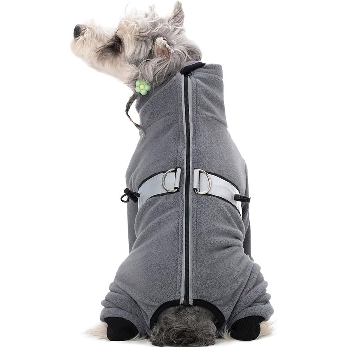 Теплі зимові куртки для собак, флісові комбінезони з D-кільцем, для малих та середніх собак, сірий колір, розмір XL XL