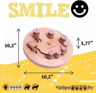 Інтерактивна дерев'яна іграшка для собак Smile – розвиваюча іграшка для домашніх тварин