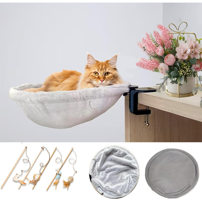 Кішка гамак-ліжко, кошик для сну, м'яке ліжко для котів та цуценят ZTIKSNYU, 45x45 см, з ковдрою та іграшками, до 22 кг