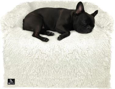 Захисний лежак для собак на диван, плюшевий коврик для собак малого та середнього розміру, водонепроникний, знімний чохол, ковдра-чохол для собачого дивана, колір: (кремовий, M - 102x85x12 см)