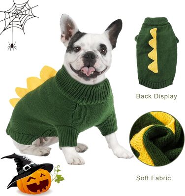 Пуловер NACOCO на Halloween з динозавром для собак – святковий пуловер для домашніх тварин, костюм дракона, одяг для цуценят, зручний, теплий, в'язаний, для котів та собак, теплий зимовий костюм