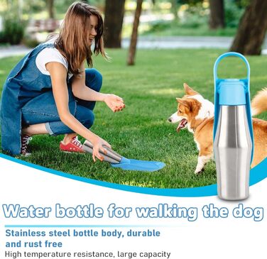 Водяна пляшка для собак Taozoey 750 мл, антибактеріальна, не протікає, для подорожей, прогулянок, кемпінгу (зелена/блакитна)