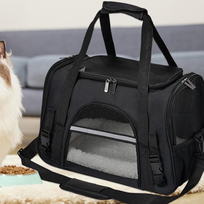 Чорна переносна сумка-рюкзак для собак - трансформер, для маленьких цуценят, складна, легка | Переноска для собак, рюкзак для собак