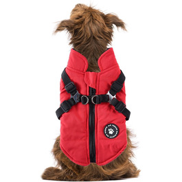 Водонепроникний та вітрозахисний теплий зимовий одяг для собак - куртка з блискавкою, червона, розмір L