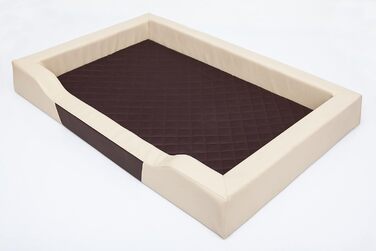 Ліжко для собак, лежанка, м'яка подушка, матрац для собак, 75x50 см, BEIGE, ECO-LEDER, коричневий матрац