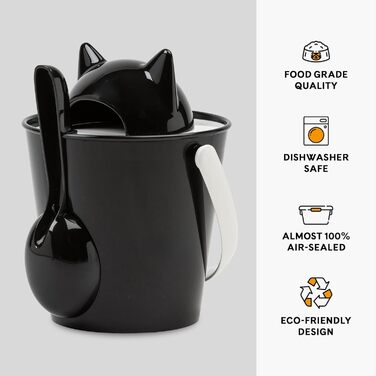 Контейнер для котячого корму United Pets Crick, Італія, чорний, з лопаткою, дизайн Stefano Giovannoni