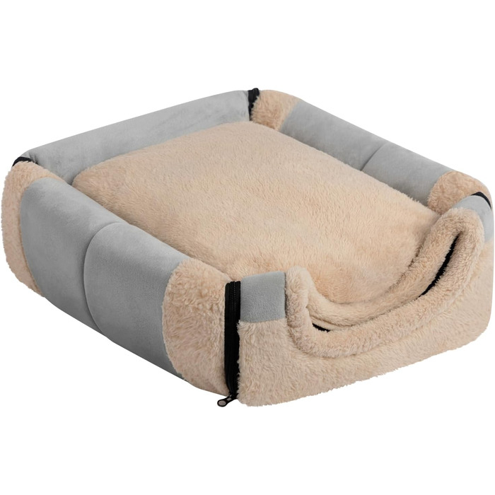 Кішечка Hollypet: ліжко для котів та маленьких собак, 2-в-1, тепле гніздо-печера з кришталевої оксамиту, сірий колір, для дому та вулиці