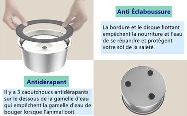 Миска для води для собак Yonphy 3L: Без розливання, з нержавіючої сталі, миска для води та корму, для собак та котів (сіра)
