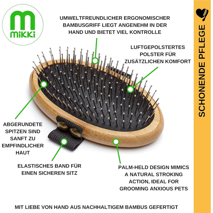 Щітка для грумінгу тварин Mikki 6280002 з бамбука з кульковими насадками, для собак та котів, 95 г